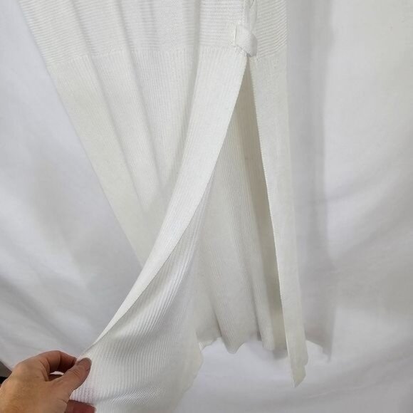 GF Collection White Sleeveless Beach Coverup Sz L V-Neck Lace Up Sides Poolside - Picture 4 of 9